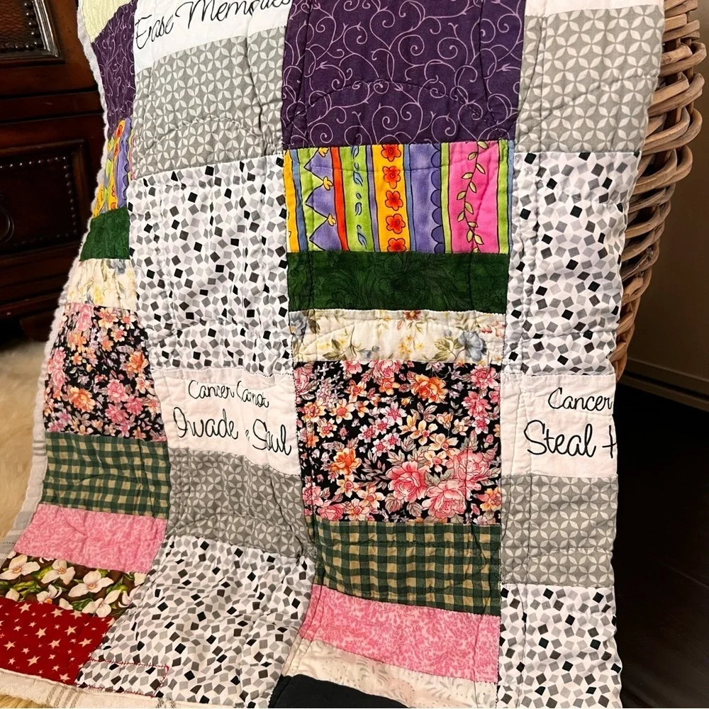 Quilts for friends with cancer  , Quilt for Cancer Fighter Motivational Quilt